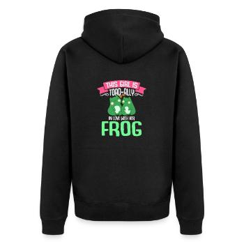 This Girl Is Toad-Ally In Love With Her Frog - Unisex Premium Organic Zip Hoodie - black - Back - Nico (187cm)