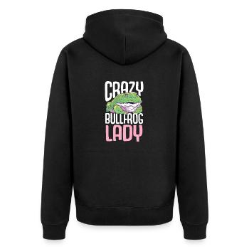 Crazy Bullfrog Lady Frog Hunter - Unisex Premium Organic Zip Hoodie - black - Back - Nico (187cm)