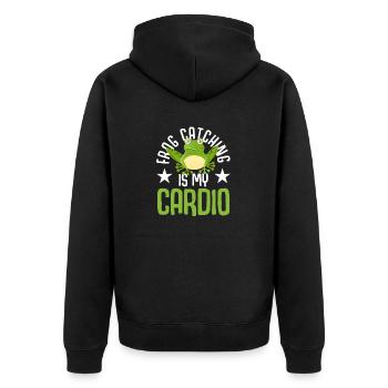Frog hunting is my cardio frog hunter - Unisex Premium Organic Zip Hoodie - black - Back - Nico (187cm)