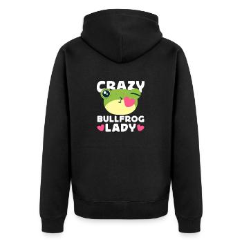 Crazy Bullfrog Lady Frog Hunter - Unisex Premium Organic Zip Hoodie - black - Back - Nico (187cm)