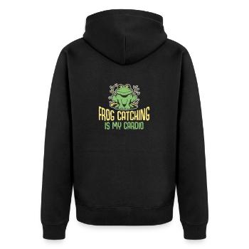 La chasse aux grenouilles est mon chasseur de grenouilles cardio - Veste à capuche bio Premium Unisexe - noir - Dos - Nico (187cm)
