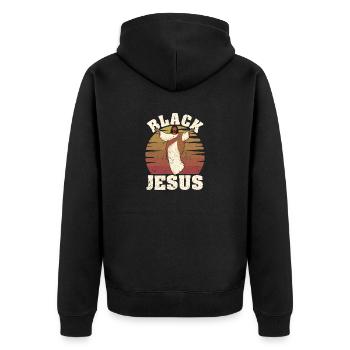 Black Jesus Christ Faith Funny Happy - Unisex Premium Organic Zip Hoodie - black - Back - Nico (187cm)