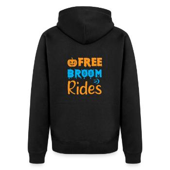 Kostenlose Besenfahrten - Halloween-Humor - Unisex Premium Bio Zip Hoodie - Schwarz - Hinten - Nico (187cm)