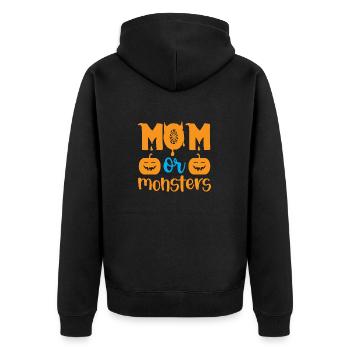 Mama oder Monster - Halloween-Humor - Unisex Premium Bio Zip Hoodie - Schwarz - Hinten - Nico (187cm)