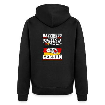 Happiness Is being Married To A German Germany - Unisex Premium Bio Zip Hoodie - Schwarz - Hinten - Nico (187cm)