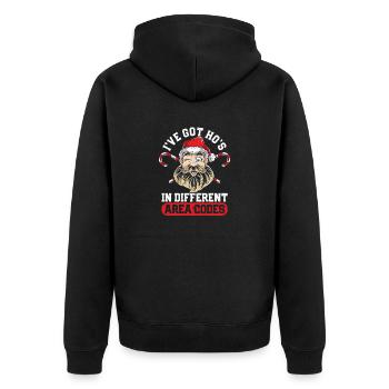 Ich habe Ho's in verschiedenen Vorwahlen Witziger - Unisex Premium Bio Zip Hoodie - Schwarz - Hinten - Nico (187cm)