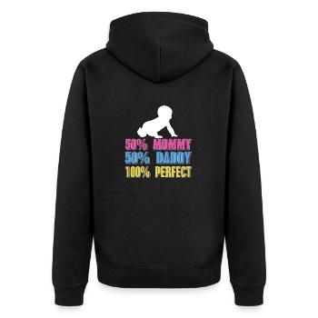 50% Mommy 50% Daddy 100% Perfect Retro Baby - Unisex Premium Bio Zip Hoodie - Schwarz - Hinten - Nico (187cm)
