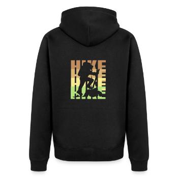 Retro HIKE Awesome Hiking T-Shirt Present Gift - Unisex Premium Organic Zip Hoodie - black - Back - Nico (187cm)