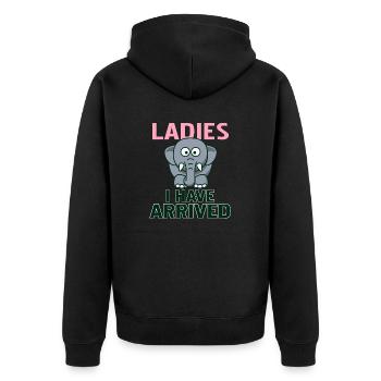 Ladies I Have Arrived Retro Funny Cute Baby - Unisex Premium Bio Zip Hoodie - Schwarz - Hinten - Nico (187cm)