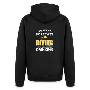 Weekend Forecast Diving With Chance Of Drinking - Unisex Premium Bio Zip Hoodie - Schwarz - Hinten - Nico (187cm)