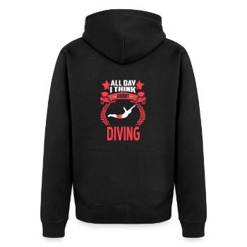 All Day I Think About Diving Vintage Diver Present - Unisex Premium Bio Zip Hoodie - Schwarz - Hinten - Nico (187cm)