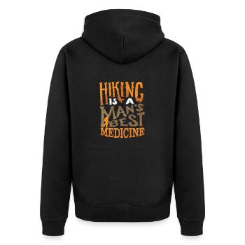 Hiking Is A Man's Best Medicine Awesome Hiker - Unisex Premium Bio Zip Hoodie - Schwarz - Hinten - Nico (187cm)