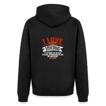 I Love Hiking It's My Passion Cool Modern Retro - Unisex Premium Bio Zip Hoodie - Schwarz - Hinten - Nico (187cm)