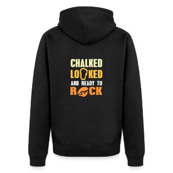 Chalked Locked & Prêt à faire du rock cool Bouldering - Veste à capuche bio Premium Unisexe - noir - Dos - Nico (187cm)