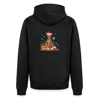 Vizsla Hund, Weihnachtsthema - Unisex Premium Bio Zip Hoodie - Schwarz - Hinten - Nico (187cm)