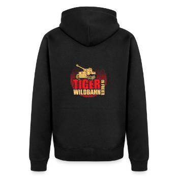 Tiger Panzer 1943 2. Weltkrieg Soldaten Geschenk - Unisex Premium Bio Zip Hoodie - Schwarz - Hinten - Nico (187cm)