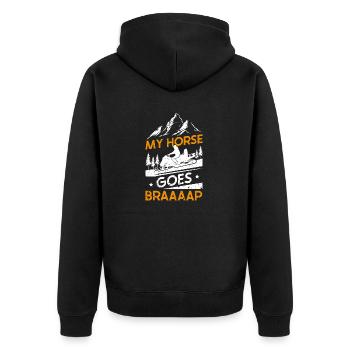Balade en motoneige Mon cheval va Braaaap - Veste à capuche bio Premium Unisexe - noir - Dos - Nico (187cm)
