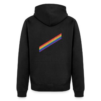 Regenbogen Fahne LGBT Schwul Gay Pride - Unisex Premium Bio Zip Hoodie - Schwarz - Hinten - Nico (187cm)