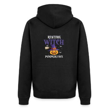 Resting Witch Pumpkin Face Cool Halloween - Unisex Premium Bio Zip Hoodie - Schwarz - Hinten - Nico (187cm)