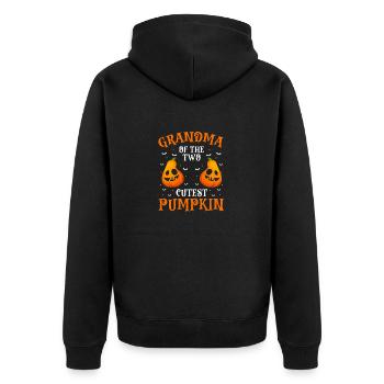 GRANDMA Of The Two Cutest Pumpkin T-Shirt - Unisex Premium Bio Zip Hoodie - Schwarz - Hinten - Nico (187cm)