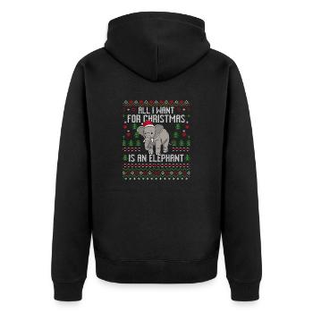 Weihnachten Elefanten Weihnachtspullover Elefant - Unisex Premium Bio Zip Hoodie - Schwarz - Hinten - Nico (187cm)
