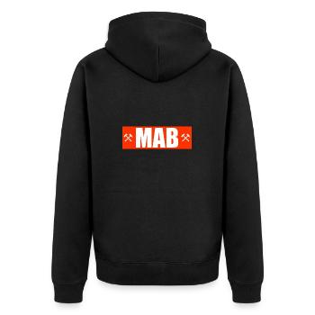 Marienberg MAB mab Glück auf Erzgebirge Erz - Unisex Premium Bio Zip Hoodie - Schwarz - Hinten - Nico (187cm)