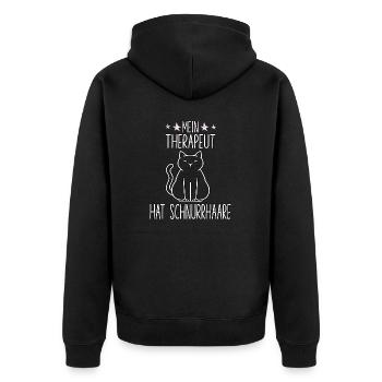 Katze Therapeut lustig Katzenbesitzer Outfit Katze - Unisex Premium Bio Zip Hoodie - Schwarz - Hinten - Nico (187cm)