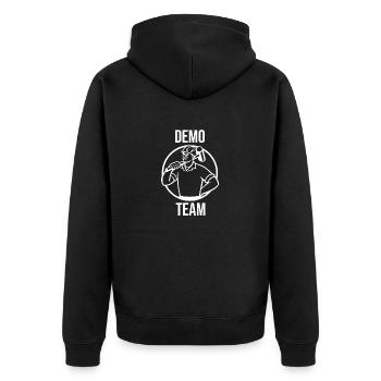Demo Day Abriss Team Haus Hausbau - Unisex Premium Bio Zip Hoodie - Schwarz - Hinten - Nico (187cm)