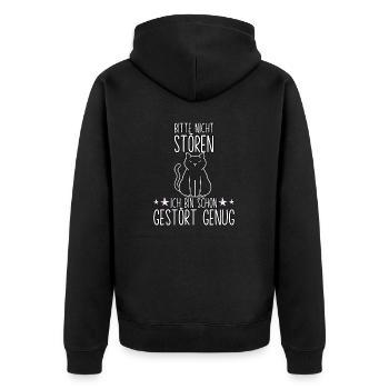 Lustiges Katzen Geschenk Katzenhalter Katze - Unisex Premium Bio Zip Hoodie - Schwarz - Hinten - Nico (187cm)