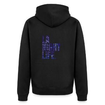 City Love - Los Angeles Night Life - Unisex Premium Bio Zip Hoodie - Schwarz - Hinten - Nico (187cm)