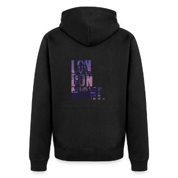 City Love - London Night Life - Unisex Premium Bio Zip Hoodie - Schwarz - Hinten - Nico (187cm)