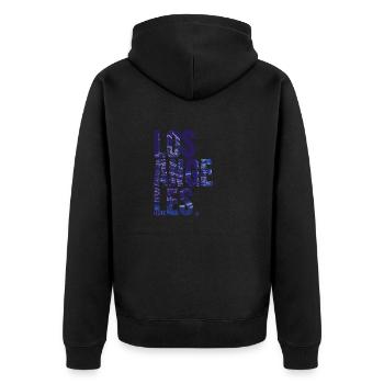 City Love - Los Angeles Life Style - Unisex Premium Bio Zip Hoodie - Schwarz - Hinten - Nico (187cm)