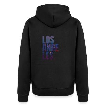 City Love - Los Angeles Life Style - Unisex Premium Bio Zip Hoodie - Schwarz - Hinten - Nico (187cm)