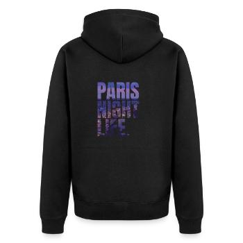 City Love - Paris Night Life - Unisex Premium Bio Zip Hoodie - Schwarz - Hinten - Nico (187cm)