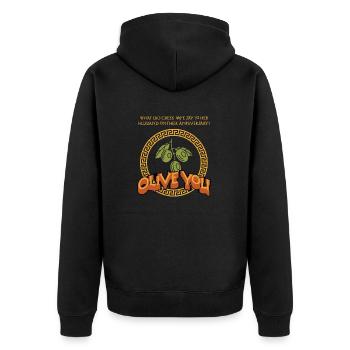 Antike Griechische Mythologie Spruch für Paare - Unisex Premium Bio Zip Hoodie - Schwarz - Hinten - Nico (187cm)