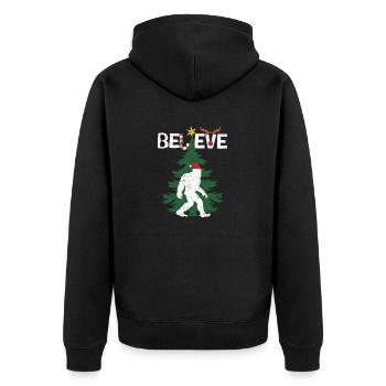 Believe Bigfoot Sasquatch Yeti Weihnachtsmütze - Unisex Premium Bio Zip Hoodie - Schwarz - Hinten - Nico (187cm)