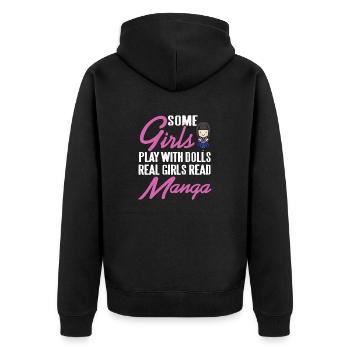 Certaines filles jouent avec des poupées vraies filles lire MANGA - Veste à capuche bio Premium Unisexe - noir - Dos - Nico (187cm)