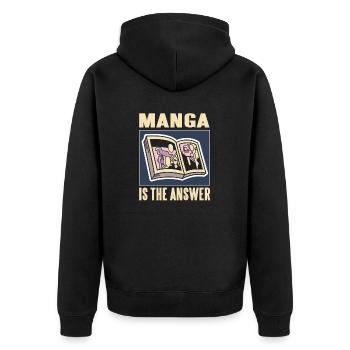 Manga Is The Answer Cool Funny Manga Lover - Unisex Premium Bio Zip Hoodie - Schwarz - Hinten - Nico (187cm)
