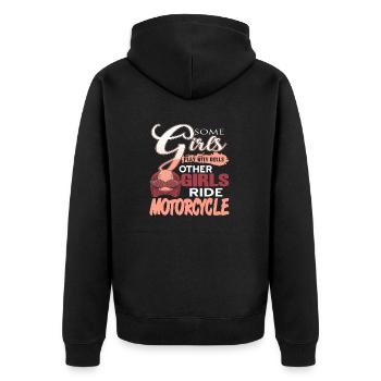 Autres filles roulent à moto Drôle de motard fille - Veste à capuche bio Premium Unisexe - noir - Dos - Nico (187cm)