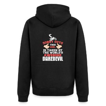 This Girl Is Taken By World's Awesome Daredevil - Unisex Premium Organic Zip Hoodie - black - Back - Nico (187cm)