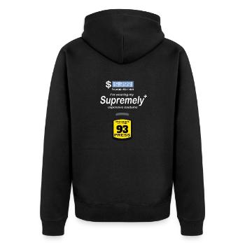 Je porte mon costume extrêmement cher - Drôle - Veste à capuche bio Premium Unisexe - noir - Dos - Nico (187cm)