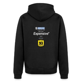 C’est ma chemise chère - Drôle de gaz cher P - Veste à capuche bio Premium Unisexe - noir - Dos - Nico (187cm)