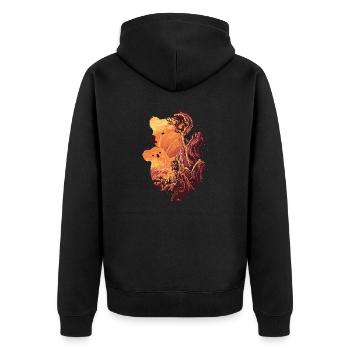 Koala with child, Australia, fire - Unisex Premium Organic Zip Hoodie - black - Back - Nico (187cm)