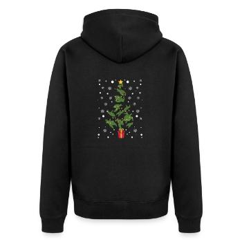 Sea Turtle Christmas Tree Animal Xmas PJs - Unisex Premium Organic Zip Hoodie - black - Back - Nico (187cm)
