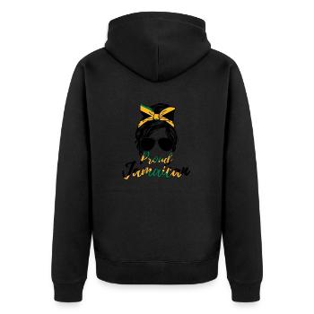 Stolze Jamaikanische Frau - Unisex Premium Bio Zip Hoodie - Schwarz - Hinten - Nico (187cm)