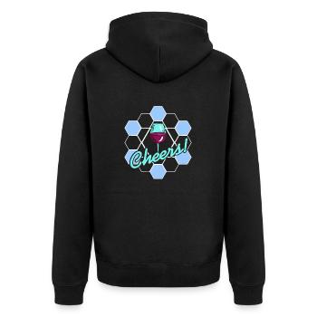 Cheers! Retro Wine Lover Symmetrical Designs - Unisex Premium Organic Zip Hoodie - black - Back - Nico (187cm)