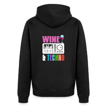 WINE & Techno Awesome Retro Designs T-Shirt - Unisex Premium Organic Zip Hoodie - black - Back - Nico (187cm)