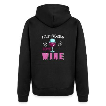 I Just Freaking Love Wine Cute Awesome T-Shirt - Unisex Premium Organic Zip Hoodie - black - Back - Nico (187cm)