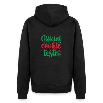 Offizieller Kekstester - Weihnachtshumor - Unisex Premium Bio Zip Hoodie - Schwarz - Hinten - Nico (187cm)