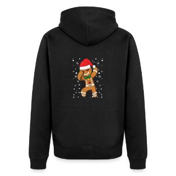 Dabbing Gingerbread Man Cookies Christmas Pjs - Unisex Premium Organic Zip Hoodie - black - Back - Nico (187cm)